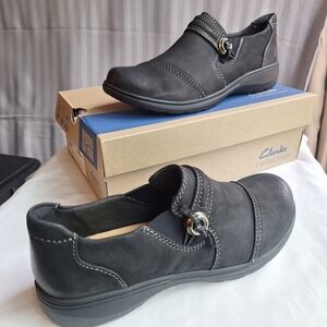 NWT and Original Packaging Clarks Black Slip-On Shoes